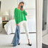 Camille V Neck 100% Cashmere Sweater bright parrot green - designer fashion sweater - Kerri Rosenthal sweaters