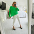 Camille V Neck 100% Cashmere Sweater bright parrot green - designer fashion sweater - Kerri Rosenthal sweaters