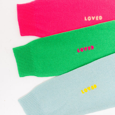 Camille V Neck 100% Cashmere Sweater colorful - designer fashion sweaters - hot pink, green, aqua