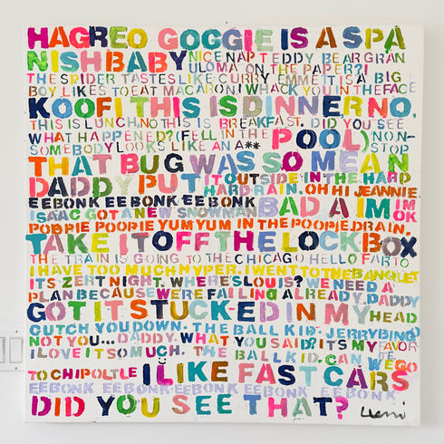 Commissioned Word wall art original artwork inspired home interiors for modern living space by Kerri Rosenthal