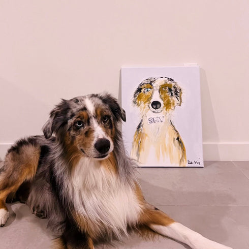 Commissioned Pet Portraits Paintings inspired home interiors for modern living spaces by Kerri Rosenthal