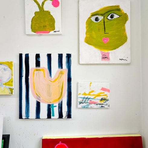 Tulip For You Original Painting inspired home interiors for modern living spaces by Kerri Rosenthal