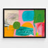 Kerri Rosenthal abstract art print in black frame with teal, green, and coral color block