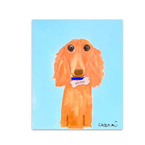 Cute alfie pupportrait wall art print artwork by Kerri Rosenthal