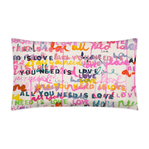 Colorful multi All You Need is Love decorative throw pillows by Kerri Rosenthal
