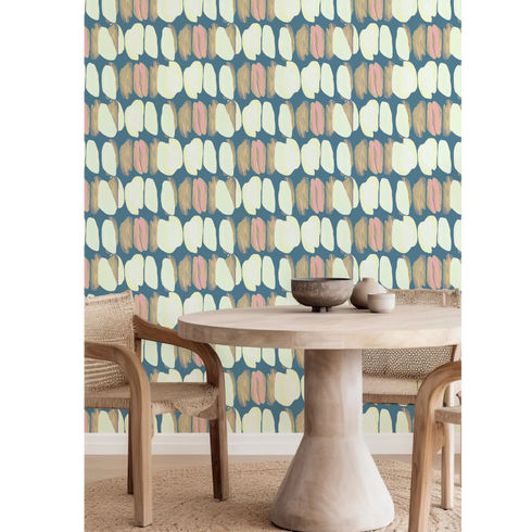 Unique Tulips Blue Wallpaper by Kerri Rosenthal - Designer wall paper for living room wall decor
