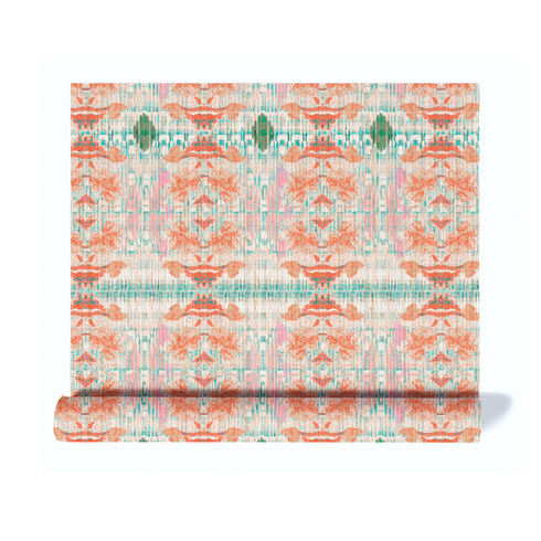 Imagine Flowers Ikat Wallpaper trendy modern herringbone wallpaper by Kerri Rosenthal - designer wall paper