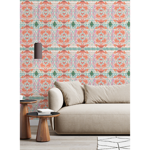 Imagine Flowers Ikat Wallpaper trendy modern herringbone wallpaper by Kerri Rosenthal - designer wall paper