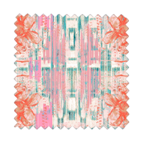 Imagine Flowers IKAT colorful print on luxe oyster linen or a cotton-linen blend fabric - cute designer fabrics by Kerri Rosenthal.