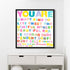 Black framed positive word wall art in vibrant colors for loved one by Kerri Rosenthal