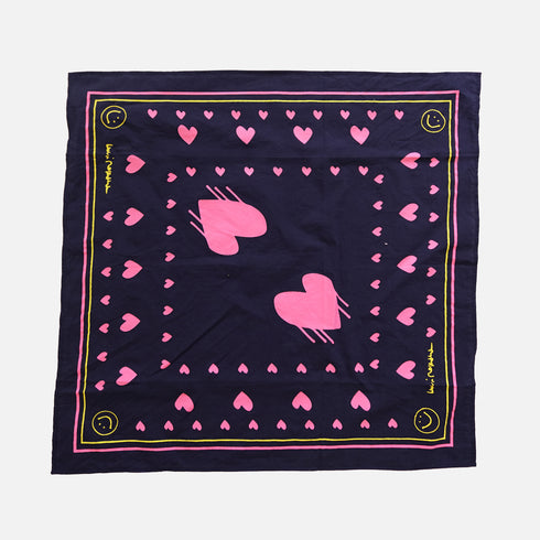 Drippy heart navy blue bandana in 100% cotton - Shop women's cute cotton bandanas by Kerri Rosenthal