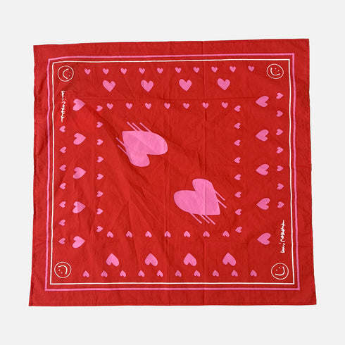 Drippy heart red bandana in 100% cotton - Shop women's cute cotton bandanas by Kerri Rosenthal.