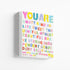 Be Anything Colorful Mini Word Art on Stretched Canvas - Modern original wall artwork for living room or any room in your home by Kerri Rosenthal