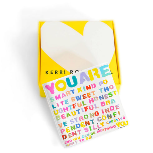 Be Anything Block of Love acrylic mini artwork by Kerri Rosenthal. A cute, unique gift and home decor art piece for a coffee table or bookshelf.