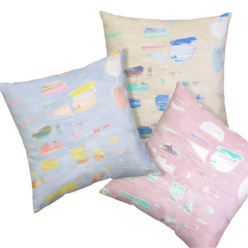 Beachcomber Throw Pillow - sky blue design, cute decorative throw pillow for home decor by Kerri Rosenthal. Square size.