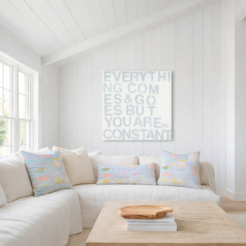 Beachcomber sky blue cute decorative square throw pillows and lumbar throw pillows on couch by Kerri Rosenthal