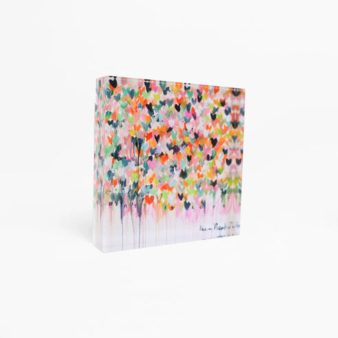 Beauty Is Love Block of Love Acrylic Mini Art Artwork by Kerri Rosenthal's artwork mounted on 3/4" plexiglass acrylic block