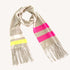 The beige multi-stripe 100% cashmere scarf with softly fringed edges - Shop cute women’s scarves by Kerri Rosenthal