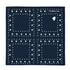 Blue bandana scarf with white heart and dot print.