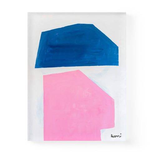 Building Blocks Art Print plexi mount or metal aluminum Frameless Wall Modern Artwork Pink & Blue - Kerri Rosenthal