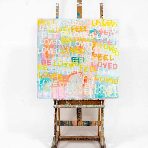 Commissioned Word wall art original artwork inspired home interiors for modern living space by Kerri Rosenthal