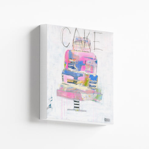 Cake Yum Mini Art Stretched Canvas - Modern original wall artwork for kitchen, breakfast nook, pantry space or any room in your home or office by Kerri Rosenthal