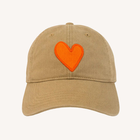 KR Imperfect leather heart camel baseball cap hat in 100% cotton with adjustable strap - Shop women's baseball cap hats by Kerri Rosenthal