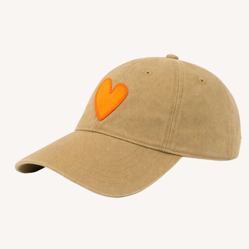 KR Imperfect leather heart camel baseball cap hat in 100% cotton with adjustable strap - Shop women's baseball cap hats by Kerri Rosenthal