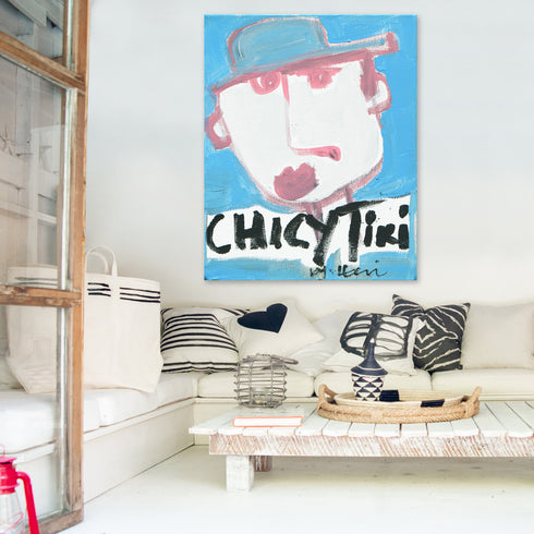 Chicy Tiki In NYC Original Art Print - Unique art gifts for living room wall decor