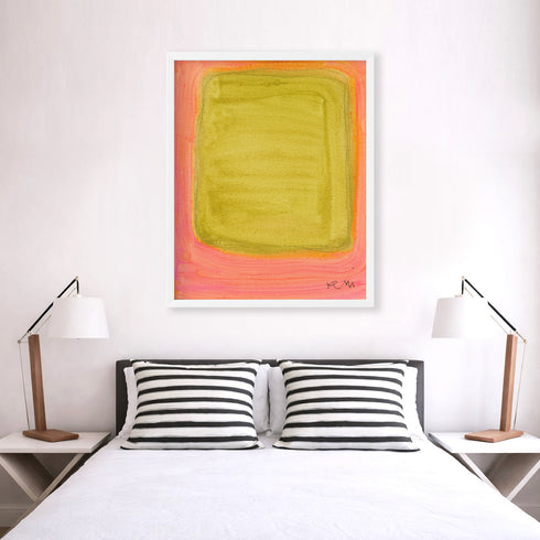 Color Note 1 multicolor wall art print with square black white stripe throw pillows - Shop unique wall artwork decor for bedroom by Kerri Rosenthal