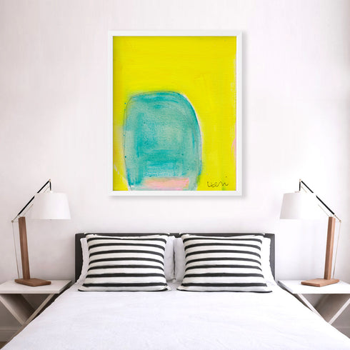 Color Note 4 multicolor wall art print with square black white stripe throw pillows - Shop unique wall artwork decor for bedroom by Kerri Rosenthal