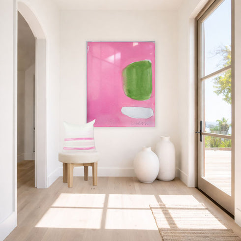 Color Note 5 pink abstract wall art print with pink stripe throw pillow - Shop unique wall artwork decor by Kerri Rosenthal