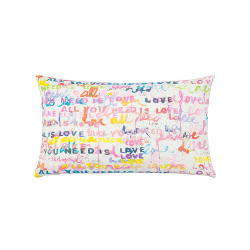 Colorful multi All You Need is Love cute rectangular lumbar decorative cute throw pillow by Kerri Rosenthal