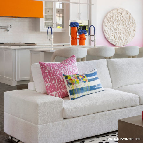 Colorful multi United States Of Love rectangular lumbar throw pillows on couch by Kerri Rosenthal