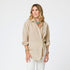 Button front beige stripe shirt in cotton linen - Shop women's cute shirts by Kerri Rosenthal.