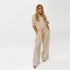 Beige pants for ladies in cotton linen with pockets. Shop women's cute trouser pants by Kerri Rosenthal.