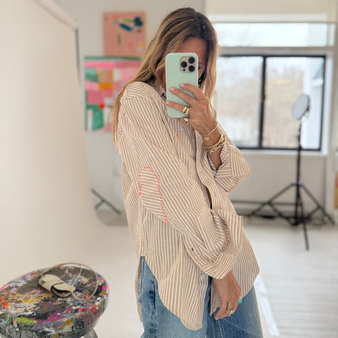 Womens button down shirt in cotton linen - Shop women's cute button down shirts by Kerri Rosenthal.