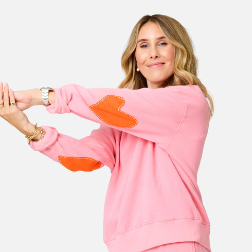 Pink womens designer sweatshirt in 100% cotton - Shop stylish heart sweatshirts by Kerri Rosenthal.