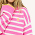 SoulCycle x KR Soul Brigade pink stripe sweater pullover in 100% cotton with a tiny skull by Kerri Rosenthal