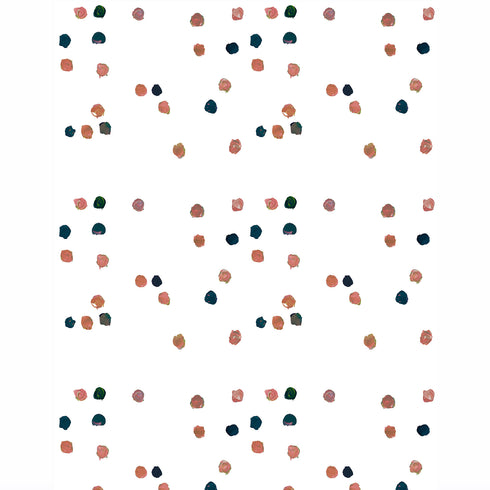 Simple White ground with colorful dominoes Indigo wallpaper by Kerri Rosenthal - designer wall paper