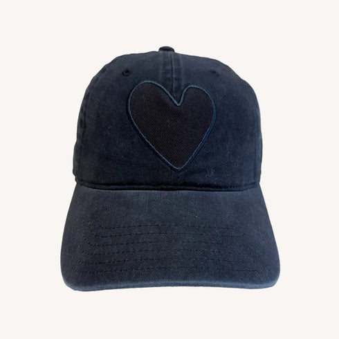 The KR Imperfect heart patch indigo blue hat made of 100% cotton - Cute baseball cap hats for women by Kerri Rosenthal