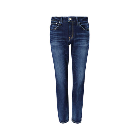 Dark wash 35th anniversary mid rise slim fit jean made with kaihara's triple blend high power stretch denim - Cute womens jeans by Kerri Rosenthal