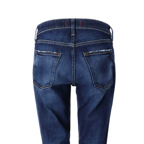 Dark wash 35th anniversary mid rise slim fit jean made with kaihara's triple blend high power stretch denim - Cute womens jeans by Kerri Rosenthal