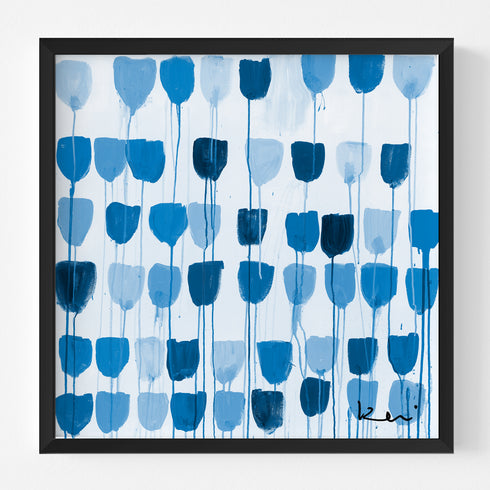 Delft tulips navy blue wall art print - Perfect wall artwork for home decor by Kerri Rosenthal