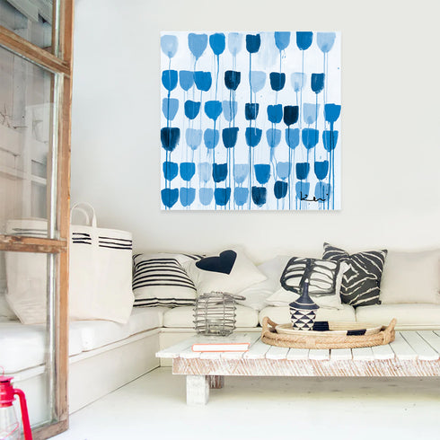 Delft tulips navy blue wall art print - Perfect wall artwork for home decor by Kerri Rosenthal