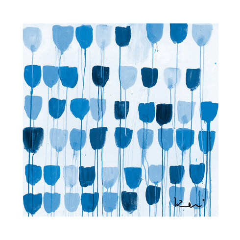 Delft tulips navy blue wall art print - Perfect wall artwork for home decor by Kerri Rosenthal