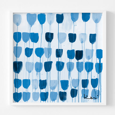 Delft tulips navy blue wall art print - Perfect wall artwork for home decor by Kerri Rosenthal