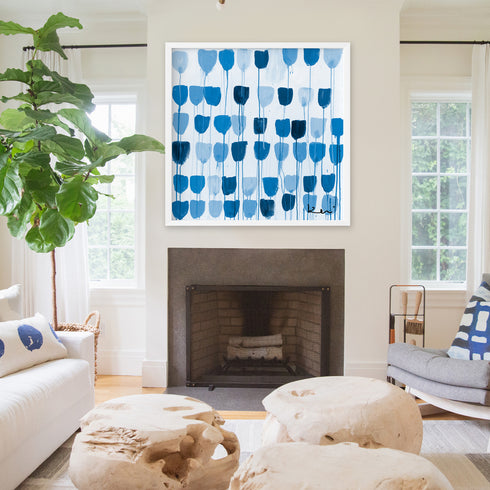 Delft tulips navy blue wall art print - Perfect wall artwork for home decor by Kerri Rosenthal