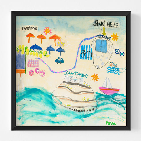 Colorful Destination Greece + Italy Art Print by Kerri Rosenthal - Unique artwork decor
