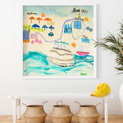Colorful Destination Greece + Italy Art Print by Kerri Rosenthal - Unique artwork decor